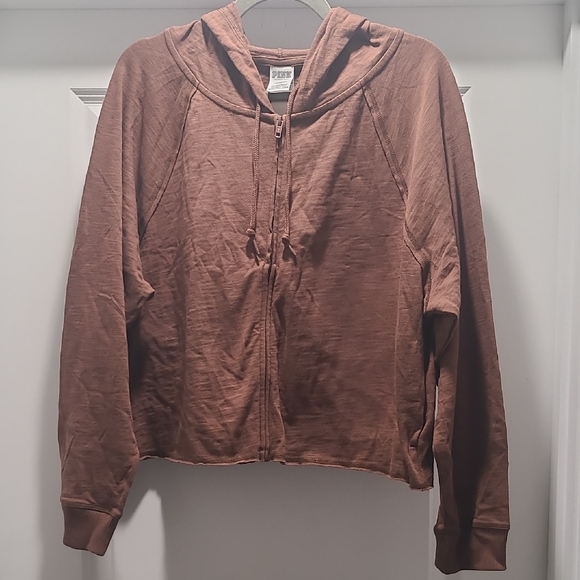 PINK Victoria's Secret Tops - NWT PINK Victoria's Secret Brown Zip-Up Hoodie